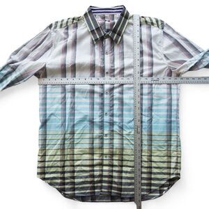 Robert Graham X Striped Ombre Geometric Long Sleeve Button Up Shirt Men's 2XL